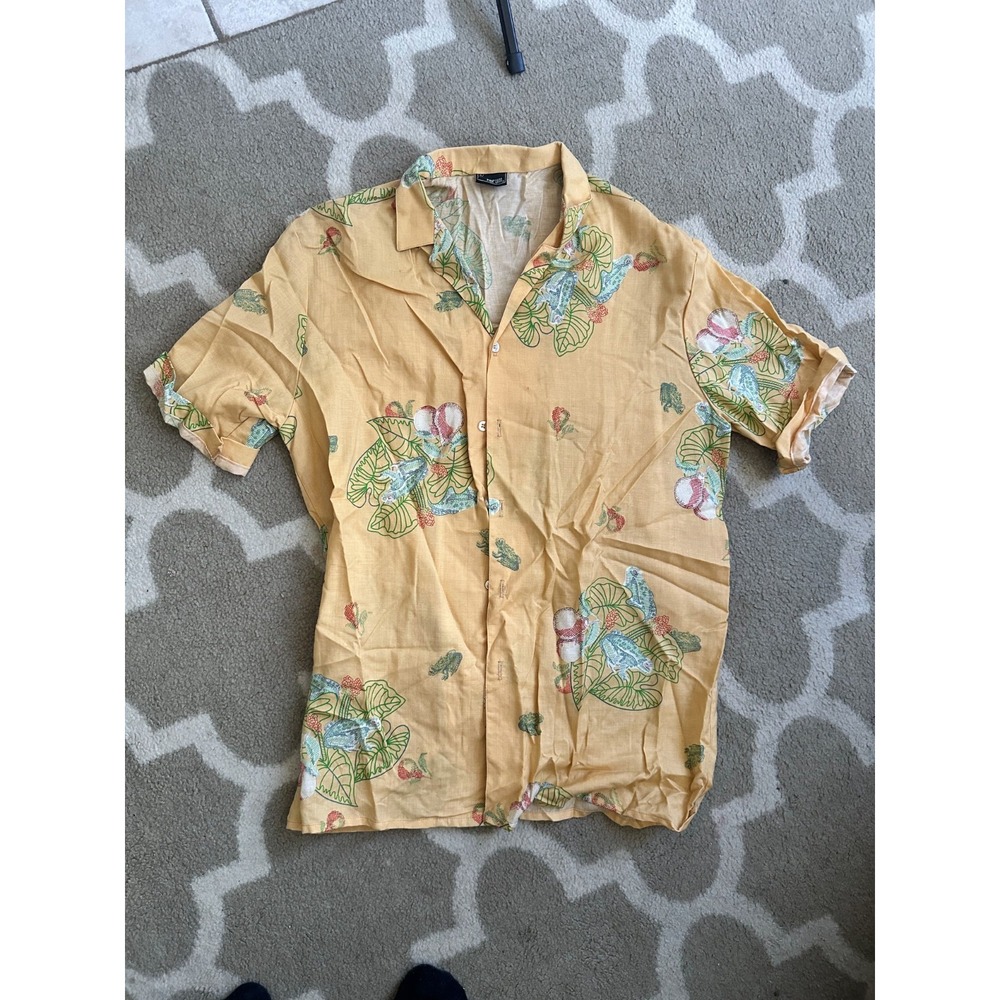 Vintage Forum Hawaiian Frog Shirt Men's Large 100% Rayon Short Sleeve Button-Up